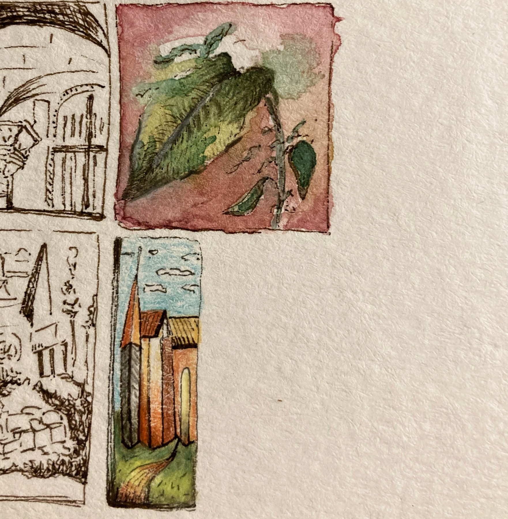 Small watercolor sketchbook vignettes