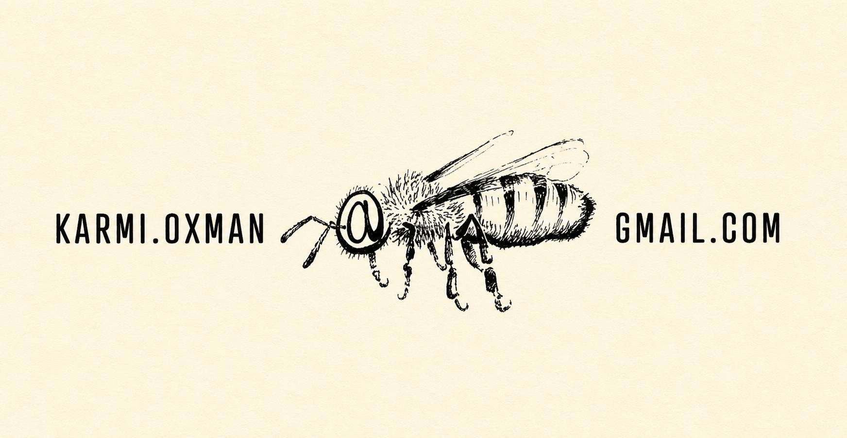 Karmi Oxman contact card with illustrated bees