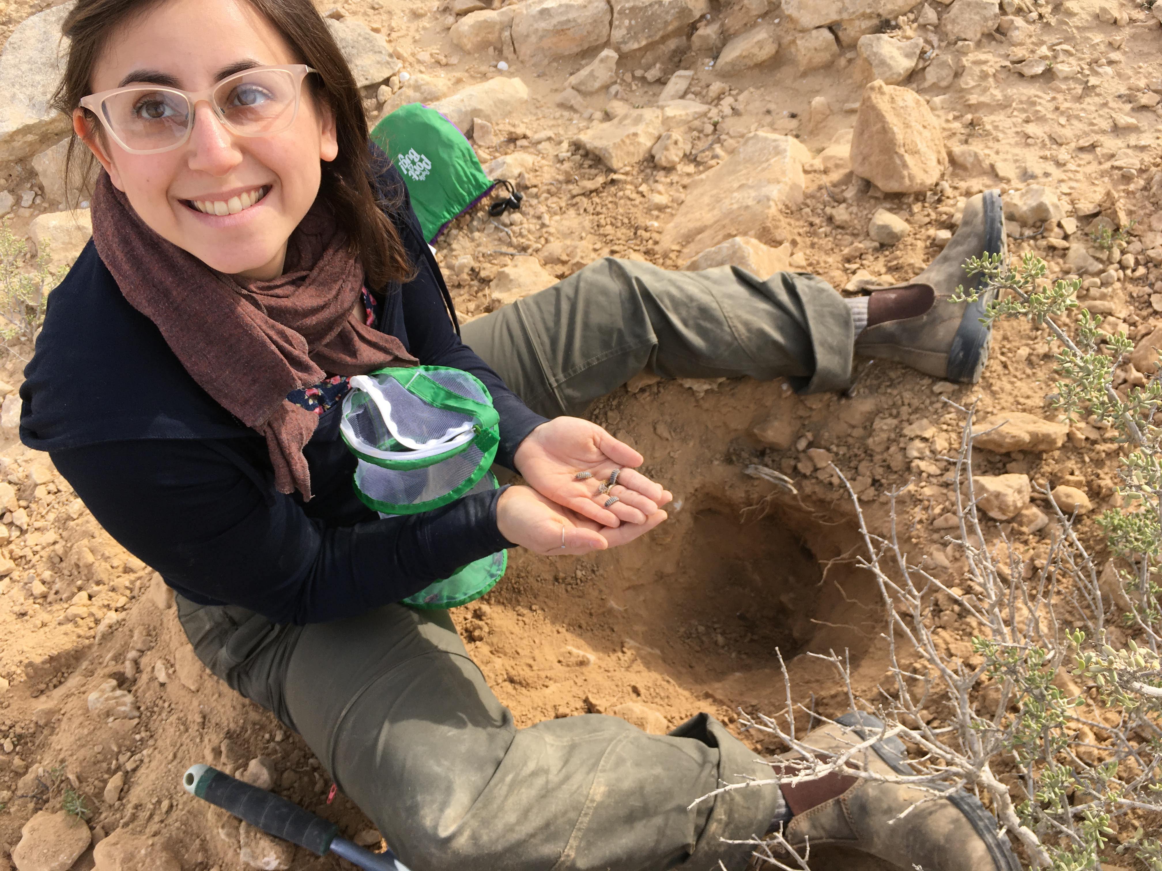 Karmi in the Negev Desert after finding isopods